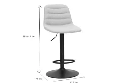 Tabourets de bar réglables pivotants 360° en tissu effet velours texturé beige et métal (lot de 2) SAURY