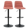 Tabourets de bar réglables pivotants 360° en tissu effet velours texturé terracotta et métal (lot de 2) SAURY