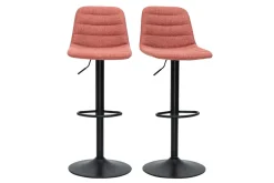 Tabourets de bar réglables pivotants 360° en tissu effet velours texturé terracotta et métal (lot de 2) SAURY