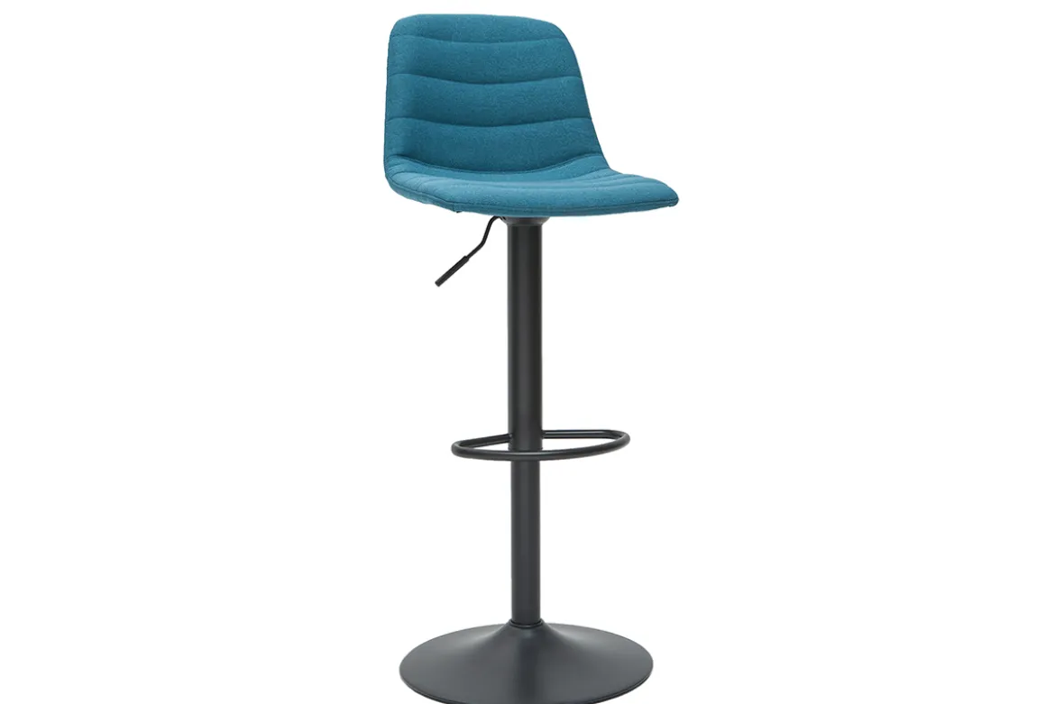 Tabourets de bar réglables pivotants 360° en tissu et métal bleu canard (lot de 2) SAURY