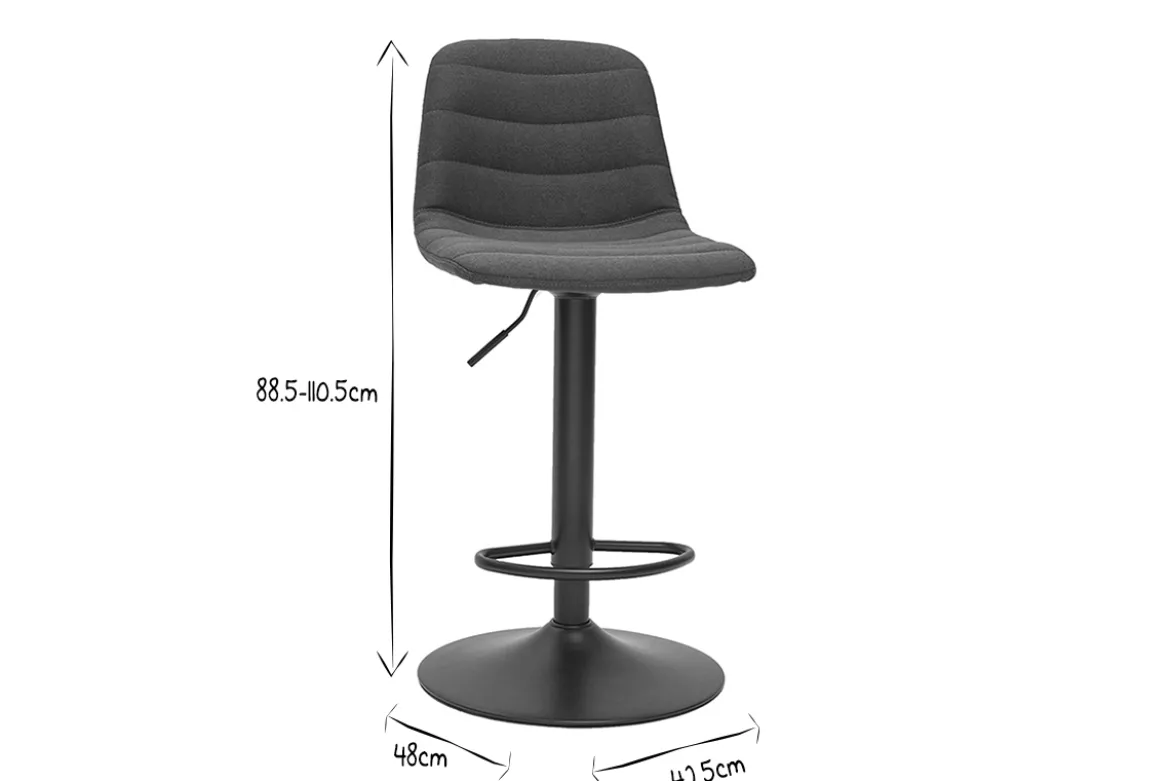 Tabourets de bar réglables pivotants 360° en tissu et métal bleu canard (lot de 2) SAURY
