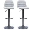 Tabourets de bar réglables pivotants 360° en tissu gris clair et métal (lot de 2) SAURY