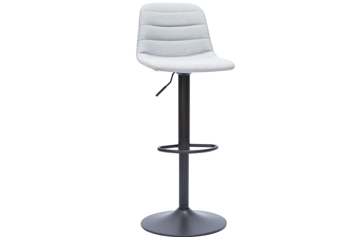 Tabourets de bar réglables pivotants 360° en tissu gris clair et métal (lot de 2) SAURY
