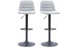 Tabourets de bar réglables pivotants 360° en tissu gris clair et métal (lot de 2) SAURY