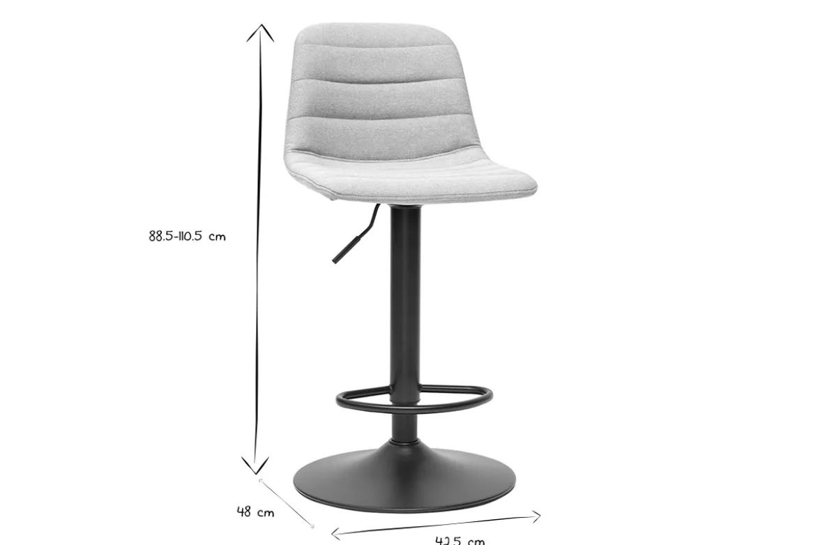 Tabourets de bar réglables pivotants 360° en tissu gris clair et métal (lot de 2) SAURY