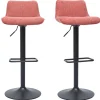 Tabourets de bar réglables pivotants 360° en tissu effet velours texturé terracotta et métal noir (lot de 2) BOOST