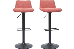 Tabourets de bar réglables pivotants 360° en tissu effet velours texturé terracotta et métal noir (lot de 2) BOOST