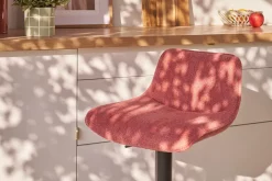 Tabourets de bar réglables pivotants 360° en tissu effet velours texturé terracotta et métal noir (lot de 2) BOOST
