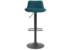 Tabourets de bar réglables pivotants 360° en tissu velours bleu pétrole et métal noir (lot de 2) BOOST