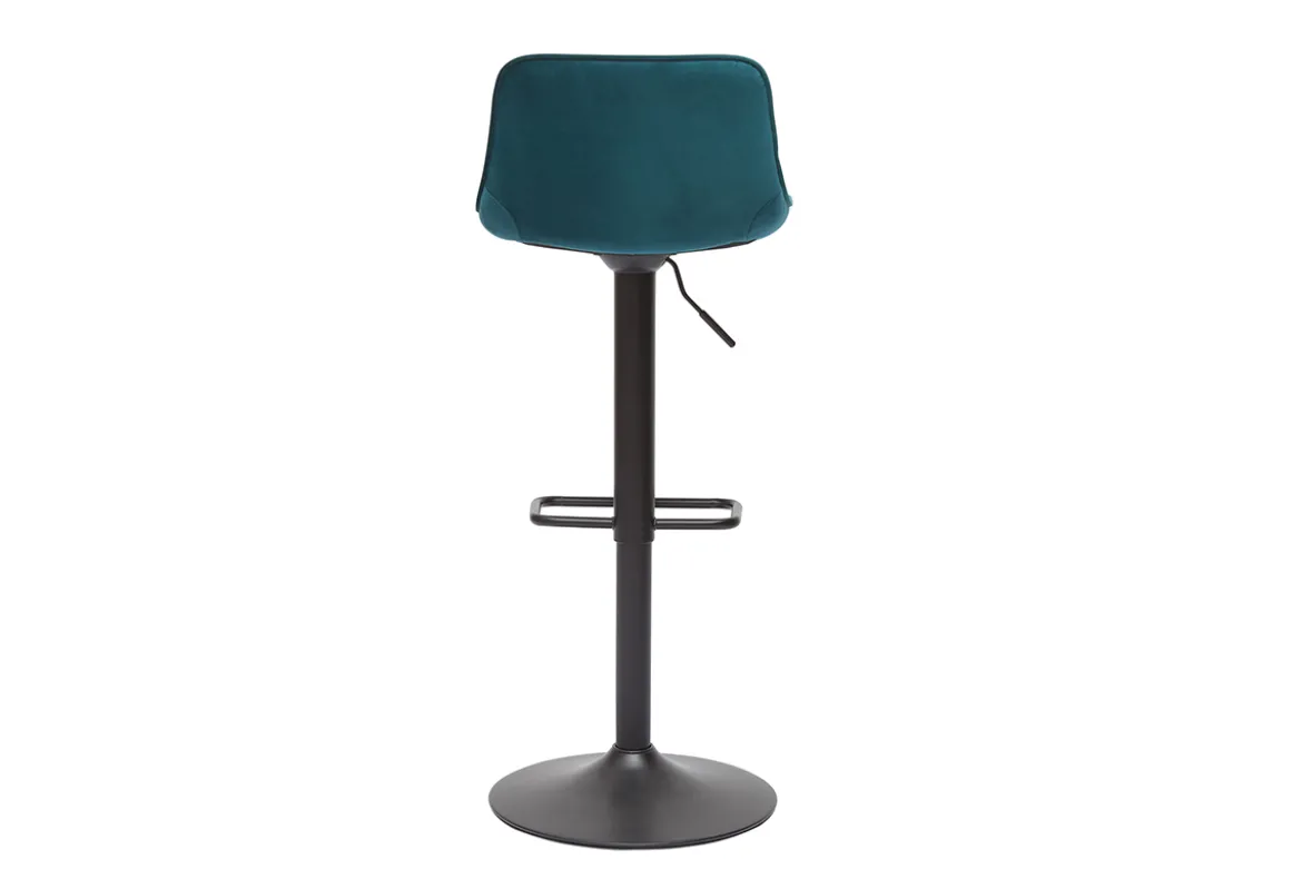 Tabourets de bar réglables pivotants 360° en tissu velours bleu pétrole et métal noir (lot de 2) BOOST
