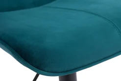 Tabourets de bar réglables pivotants 360° en tissu velours bleu pétrole et métal noir (lot de 2) BOOST