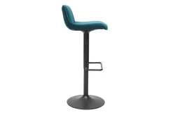 Tabourets de bar réglables pivotants 360° en tissu velours bleu pétrole et métal noir (lot de 2) BOOST