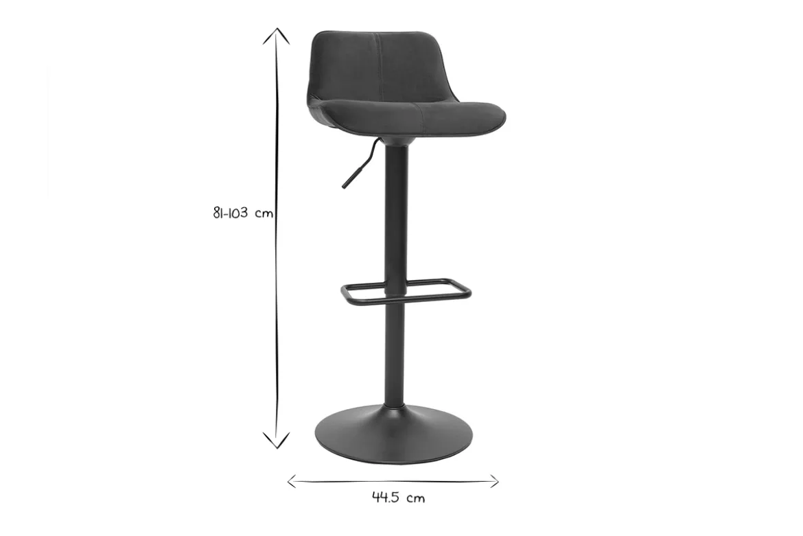 Tabourets de bar réglables pivotants 360° en tissu velours bleu pétrole et métal noir (lot de 2) BOOST