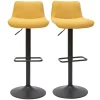 Tabourets de bar réglables pivotants 360° en tissu effet velours texturé jaune moutarde et métal (lot de 2) BOOST