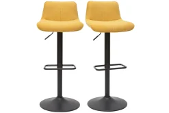 Tabourets de bar réglables pivotants 360° en tissu effet velours texturé jaune moutarde et métal (lot de 2) BOOST