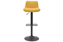 Tabourets de bar réglables pivotants 360° en tissu effet velours texturé jaune moutarde et métal (lot de 2) BOOST