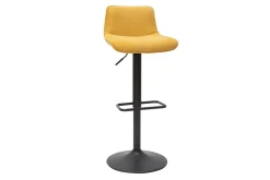 Tabourets de bar réglables pivotants 360° en tissu effet velours texturé jaune moutarde et métal (lot de 2) BOOST