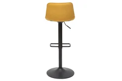 Tabourets de bar réglables pivotants 360° en tissu effet velours texturé jaune moutarde et métal (lot de 2) BOOST