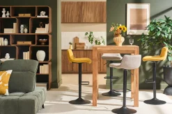 Tabourets de bar réglables pivotants 360° en tissu effet velours texturé jaune moutarde et métal (lot de 2) BOOST