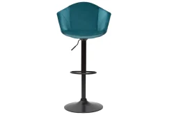 Tabourets de bar réglables pivotants 360° en velours bleu pétrole et métal (lot de 2) TAYA