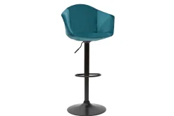 Tabourets de bar réglables pivotants 360° en velours bleu pétrole et métal (lot de 2) TAYA