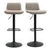 Tabourets de bar réglables pivotants 360° en tissu taupe et métal noir (lot de 2) BOOST