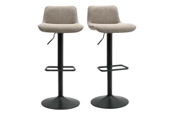 Tabourets de bar réglables pivotants 360° en tissu taupe et métal noir (lot de 2) BOOST