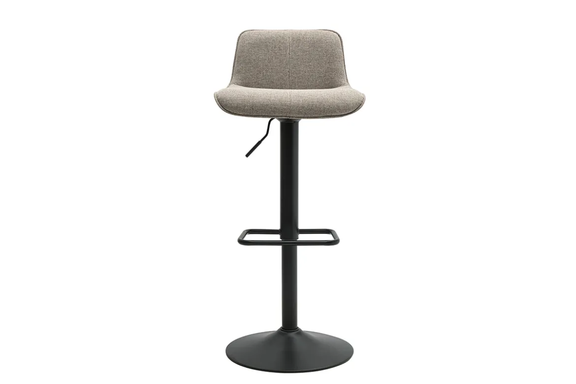 Tabourets de bar réglables pivotants 360° en tissu taupe et métal noir (lot de 2) BOOST