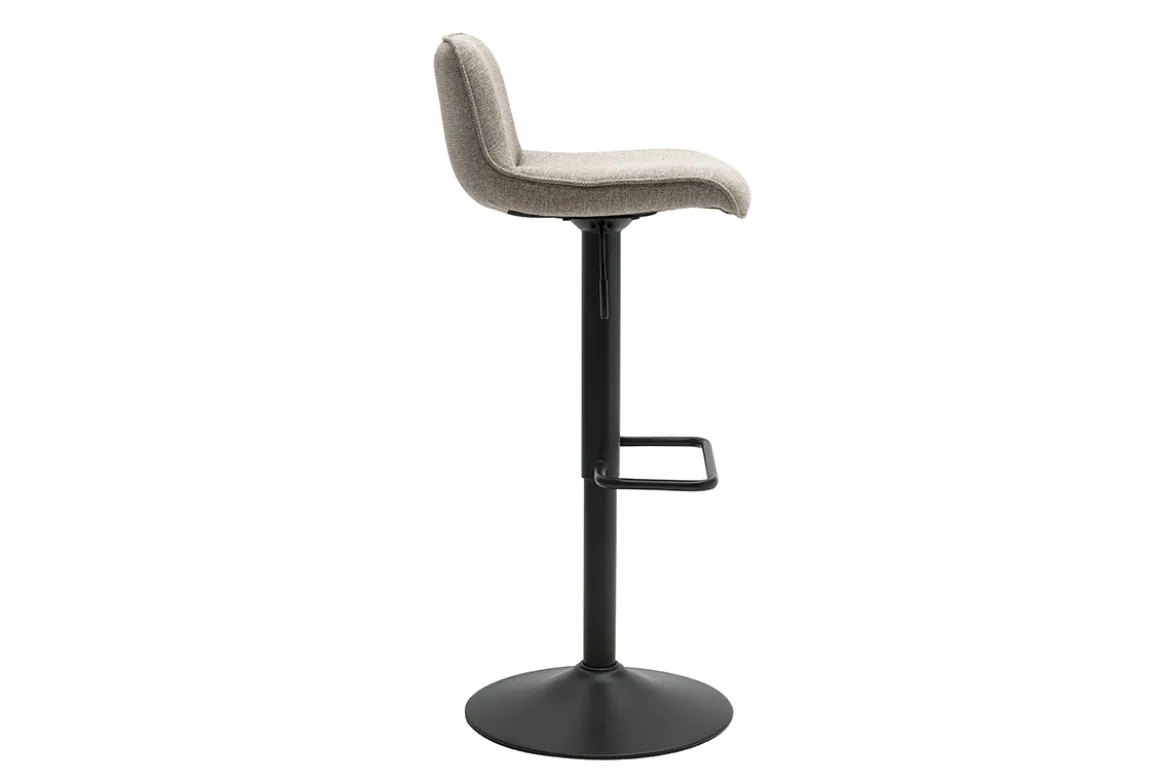 Tabourets de bar réglables pivotants 360° en tissu taupe et métal noir (lot de 2) BOOST
