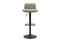 Tabourets de bar réglables pivotants 360° en tissu taupe et métal noir (lot de 2) BOOST