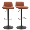 Tabourets de bar réglables pivotants 360° en tissu effet velours texturé terre brûlée et métal noir (lot de 2) BOOST