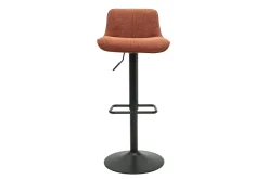 Tabourets de bar réglables pivotants 360° en tissu effet velours texturé terre brûlée et métal noir (lot de 2) BOOST