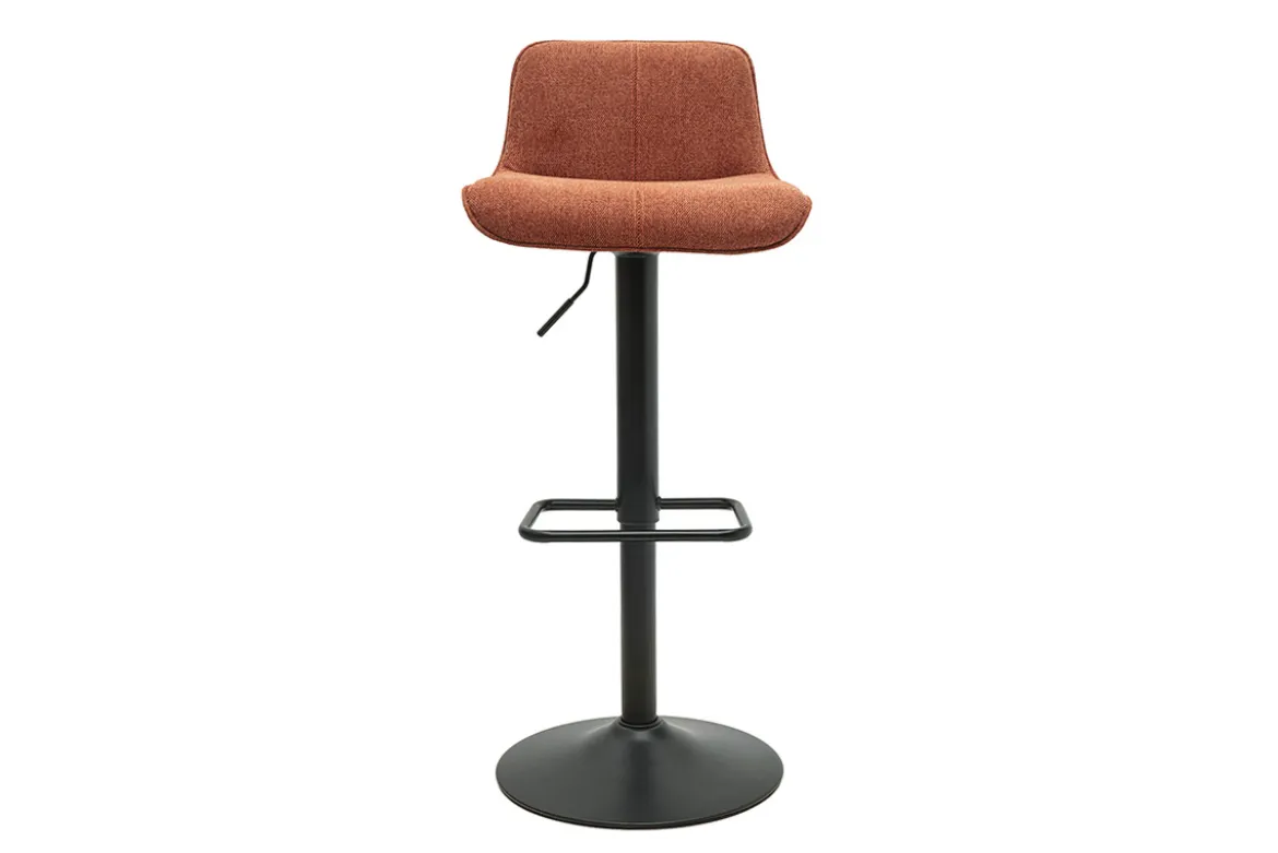 Tabourets de bar réglables pivotants 360° en tissu effet velours texturé terre brûlée et métal noir (lot de 2) BOOST