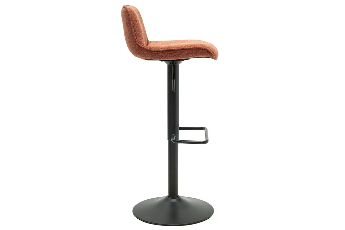 Tabourets de bar réglables pivotants 360° en tissu effet velours texturé terre brûlée et métal noir (lot de 2) BOOST