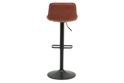 Tabourets de bar réglables pivotants 360° en tissu effet velours texturé terre brûlée et métal noir (lot de 2) BOOST