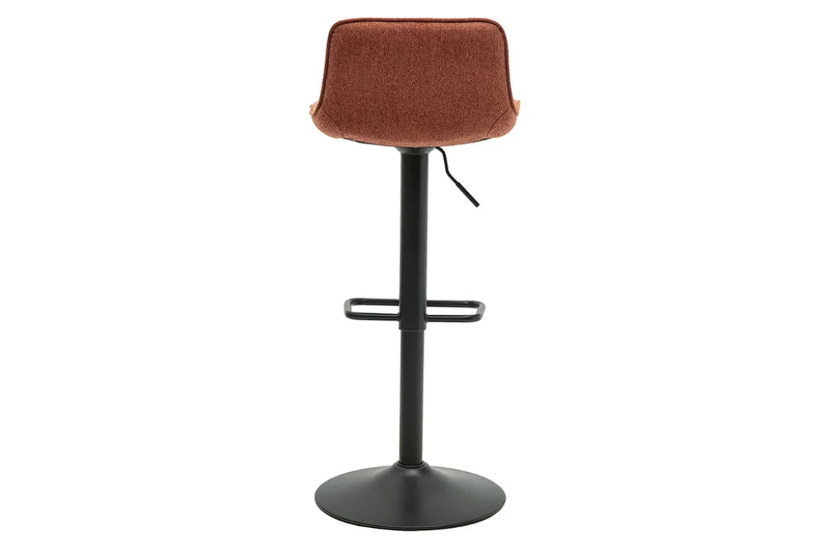 Tabourets de bar réglables pivotants 360° en tissu effet velours texturé terre brûlée et métal noir (lot de 2) BOOST