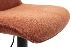 Tabourets de bar réglables pivotants 360° en tissu effet velours texturé terre brûlée et métal noir (lot de 2) BOOST