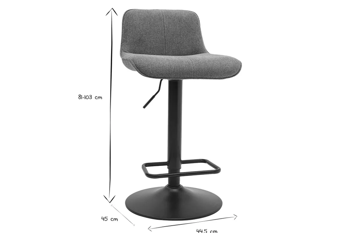Tabourets de bar réglables pivotants 360° en tissu effet velours texturé terre brûlée et métal noir (lot de 2) BOOST