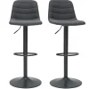 Tabourets de bar réglables pivotants 360° tissu et métal gris foncé (lot de 2) SAURY
