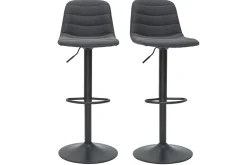 Tabourets de bar réglables pivotants 360° tissu et métal gris foncé (lot de 2) SAURY