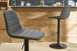 Tabourets de bar réglables pivotants 360° tissu et métal gris foncé (lot de 2) SAURY