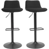 Tabourets de bar réglables pivotants 360° noirs en tissu velours et métal (lot de 2) BOOST