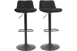 Tabourets de bar réglables pivotants 360° noirs en tissu velours et métal (lot de 2) BOOST