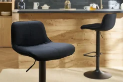 Tabourets de bar réglables pivotants 360° noirs en tissu velours et métal (lot de 2) BOOST