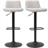 Tabourets de bar réglables pivotants 360° en tissu effet velours texturé beige et métal noir (lot de 2) BOOST