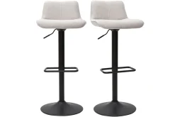 Tabourets de bar réglables pivotants 360° en tissu effet velours texturé beige et métal noir (lot de 2) BOOST
