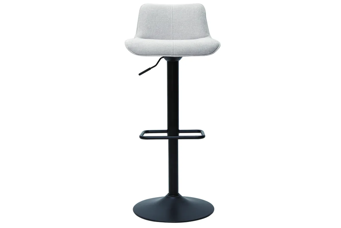 Tabourets de bar réglables pivotants 360° en tissu effet velours texturé beige et métal noir (lot de 2) BOOST