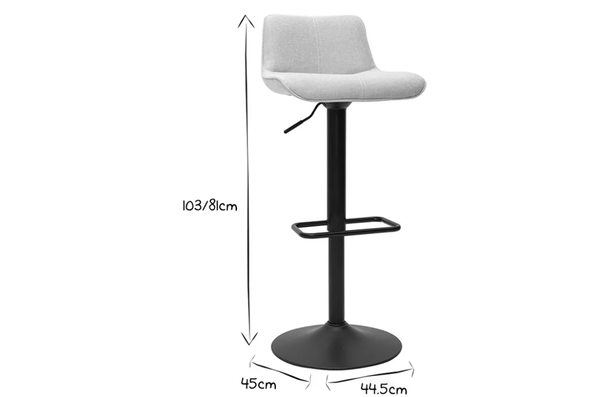 Tabourets de bar réglables pivotants 360° en tissu effet velours texturé beige et métal noir (lot de 2) BOOST