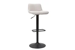 Tabourets de bar réglables pivotants 360° en tissu effet velours texturé beige et métal noir (lot de 2) BOOST