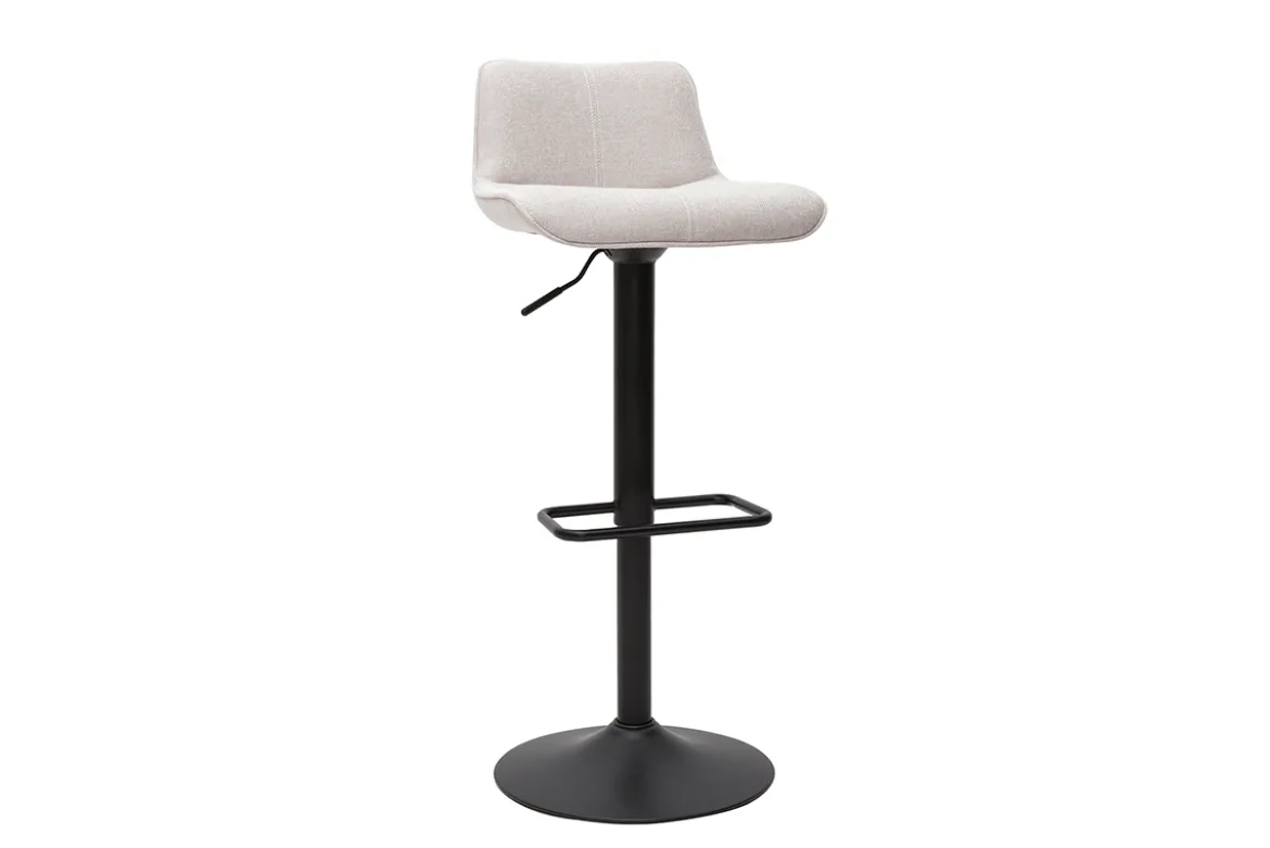 Tabourets de bar réglables pivotants 360° en tissu effet velours texturé beige et métal noir (lot de 2) BOOST